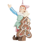 Ornament brad Craciun Elf polirasina multicolora 8x4x11 cm