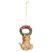 Set 2 ornamente brad Craciun Pisicute polirasina multicolora 6x5x9 cm