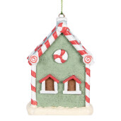 Set 2 ornamente brad Craciun Casuta Turta Dulce polirasina multicolora 6x4x8 cm