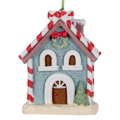 Set 2 ornamente brad Craciun Casuta Turta Dulce multicolora 6x4x8 cm