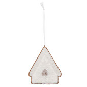 Set 2 ornamente brad Craciun Casuta Turta Dulce maro alba  9x1x10 cm