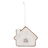 Set 2 ornamente brad Craciun Casuta Turta Dulce maro alba 9x1x8 cm