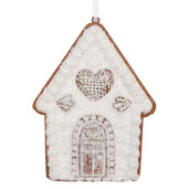 Set 2 ornamente brad Craciun Casuta Turta Dulce maro alba 8x1x10 cm