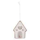 Set 2 ornamente brad Craciun Casuta Turta Dulce maro alba 8x1x10 cm