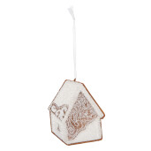 Set 2 ornamente brad Casuta Turta Dulce alba maro 9x1x10 cm