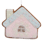 Set 2 ornamente brad Craciun Casuta Turta Dulce 9x1x8 cm