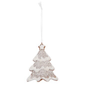 Set 2 ornamente Bradut polirasina alba maro 9x1x10 cm