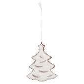 Set 2 ornamente Bradut polirasina maro alba 9x1x10 cm