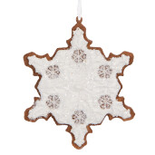 Set 2 ornamente polirasina alba maro Fulg Zapada Craciun 9x1x10 cm