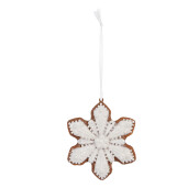 Set 2 ornamente Fulg Zapada polirasina maro alba Craciun 9x1x10 cm