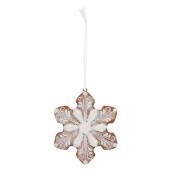 Set 2 ornamente polirasina maro alba Fulg Zapada Craciun 9x1x10 cm