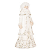 Figurina Mos Craciun polirasina alba aurie 13x10x25 cm