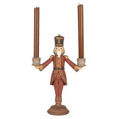 Figurina Spargatorul de Nuci cu 2 sfesnice polirasina multicolora 21x9x30 cm