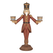 Figurina Spargatorul de Nuci cu 2 sfesnice polirasina multicolora 21x9x30 cm