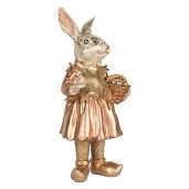 Figurina Iepuras Paste polirasina bej aurie 14x13x35 cm