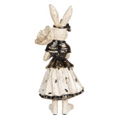 Figurina Iepuras Paste polirasina bej neagra 13x11x30 cm