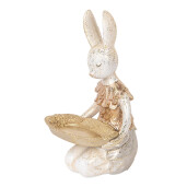 Figurina Iepuras Paste polirasina bej aurie 14x14x26 cm