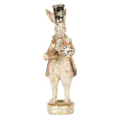Figurina Iepuras Paste polirasina alba aurie 6x8x20 cm