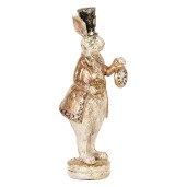 Figurina Iepuras Paste polirasina alba aurie 6x8x20 cm