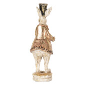 Figurina Iepuras Paste polirasina alba aurie 6x8x20 cm