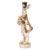 Figurina Iepuras Paste polirasina alba aurie 6x8x20 cm