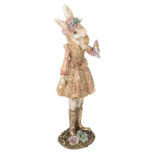 Figurina Iepuras Paste polirasina bej aurie 9x8x26 cm