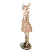 Figurina Iepuras Paste polirasina bej aurie 9x8x26 cm