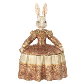 Figurina Iepuras Paste polirasina bej aurie 18x12x25 cm