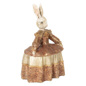 Figurina Iepuras Paste polirasina bej aurie 18x12x25 cm