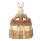 Figurina Iepuras Paste polirasina bej aurie 18x12x25 cm