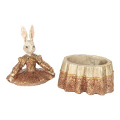 Figurina Iepuras Paste polirasina bej aurie 18x12x25 cm