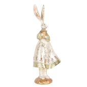 Figurina Iepuras Paste polirasina bej aurie 12x9x33 cm