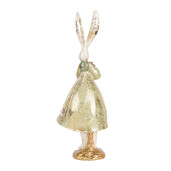 Figurina Iepuras Paste polirasina bej aurie 12x9x33 cm