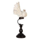 Figurina Pasare metal negru polirasina alba 15x11x36 cm