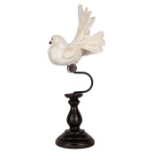 Figurina Pasare metal negru polirasina alba 15x11x36 cm