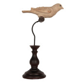 Figurina Pasare metal negru polirasina bej 12x7x21 cm