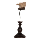 Figurina Pasare metal negru polirasina bej 12x7x21 cm