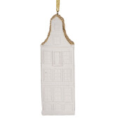 Set 2 ornamente brad Casuta Craciun polirasina alba aurie 4x4x11 cm