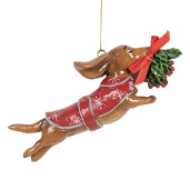 Figurina Catelus Craciun polirasina multicolora 12x2x4 cm