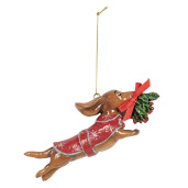 Figurina Catelus Craciun polirasina multicolora 12x2x4 cm