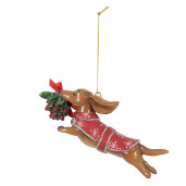 Figurina Catelus Craciun polirasina multicolora 12x2x4 cm