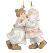 Set 2 ornamente brad Mos Craciun, Craciunita polirasina multicolora 7x4x8 cm