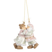 Set 2 ornamente brad Mos Craciun, Craciunita polirasina multicolora 7x4x8 cm