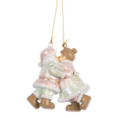 Set 2 ornamente brad Mos Craciun, Craciunita polirasina multicolora 7x4x8 cm