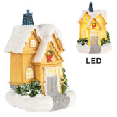 Casuta Craciun polirasina multicolora cu led 6x5x9 cm