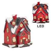 Casuta Craciun polirasina multicolora cu led 6x5x7 cm