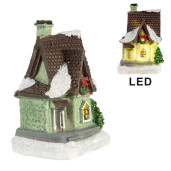 Casuta Craciun polirasina multicolora cu led 5x5x7 cm