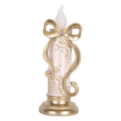 Decoratiune Craciun cu led Lumanari polirasina aurie roz  10x10x25 cm