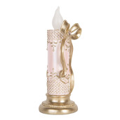Decoratiune Craciun cu led Lumanari polirasina aurie roz  10x10x25 cm