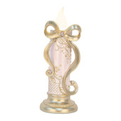 Decoratiune Craciun cu led Lumanari polirasina aurie roz  10x10x25 cm